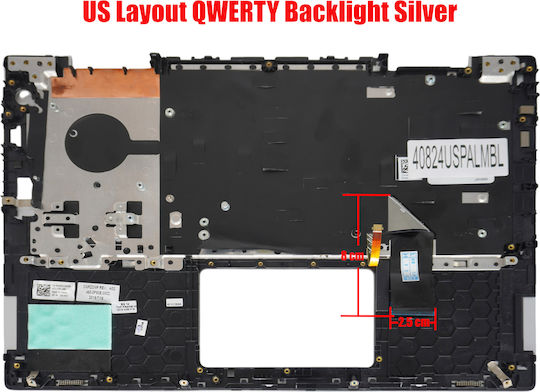 Laptop Keyboard Palmrest Dell Inspiron 14 5482 14 5485 5491 2-in-1 5481 1wp11 41kvj 041kvj Ctpk0 0ctpk0 310mw 0310mw 4k3r3 04k3r3 9294m 09294m 460.0f90e.0001 Vgr8n V04yj Us Backlit Silver Code 40824uspalmbl