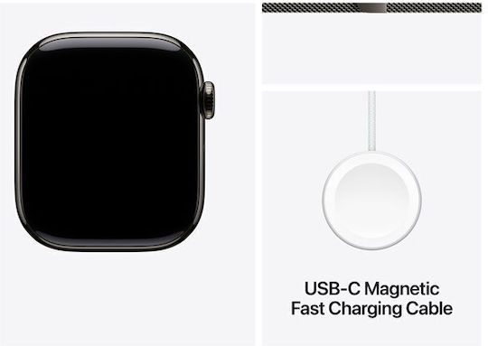 Apple Apple Watch Series 10 Cellular Titanium 46mm Wasserdicht mit eSIM und Herzfrequenzmesser (Slate - Milanese Loop Slate - S/M)