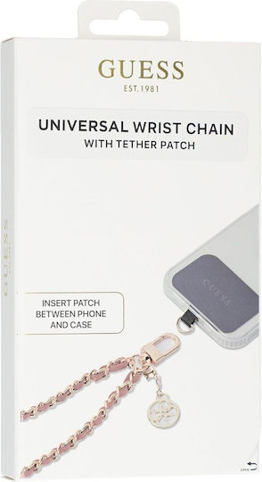 Guess Universal Hand Strap Saffiano Chain 4G Charm Wrist Strap for Mobile Phones Rose Gold