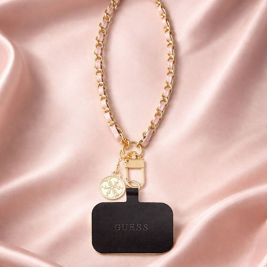 Guess Universal Hand Strap Saffiano Chain 4G Charm Wrist Strap for Mobile Phones Rose Gold