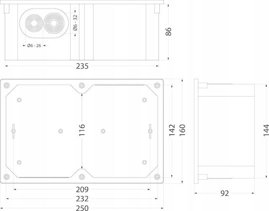 Facade Box P T Hermetic Ppt-eh250 Inox Ik10 Ip65 Stainless Steel Cover 64.250