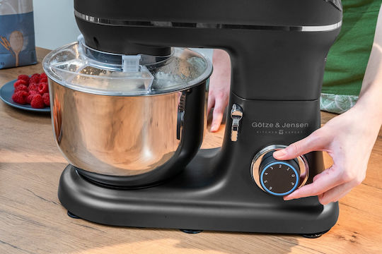 Götze&Jensen Küchenmaschine 1500W mit Rostfreiem Schüssel 6lt Graues