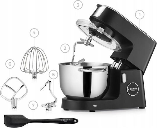 Mozano Home Stand Mixer 2300W with Stainless Bowl 6.2lt Black
