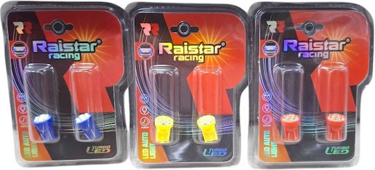 Raistar Λάμπες Αυτοκινήτου & Μοτοσυκλέτας T10 LED Κίτρινο 12V 0.3W 2τμχ
