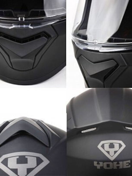Yohe 935 SV Glossy Grey Motorcycle Helmet Flip-Up ECE 22.06 1600gr with Sunvisor
