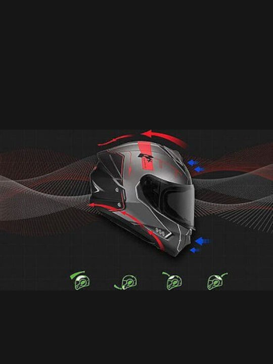 Yohe 935 SV Glossy Grey Motorcycle Helmet Flip-Up ECE 22.06 1600gr with Sunvisor
