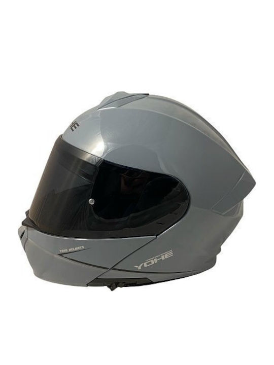 Yohe 935 SV Glossy Grey Motorcycle Helmet Flip-Up ECE 22.06 1600gr with Sunvisor