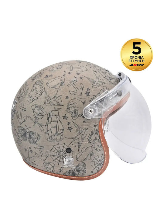 Axor Retro Mark II Motorradhelm Jet ECE 22.06 / DOT 1250gr