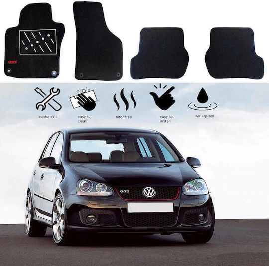 Carner Σετ Μπροστινά και Πίσω Πατάκια 4τμχ για Volkswagen Golf Μαύρα