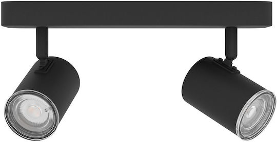 Eglo Consuma Double Spot with GU10 Lamp Adapter in Black Colour