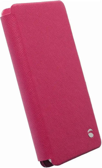 Krusell Leather Malmo Flipwallet Slide Book Case up to 4.5" Pink