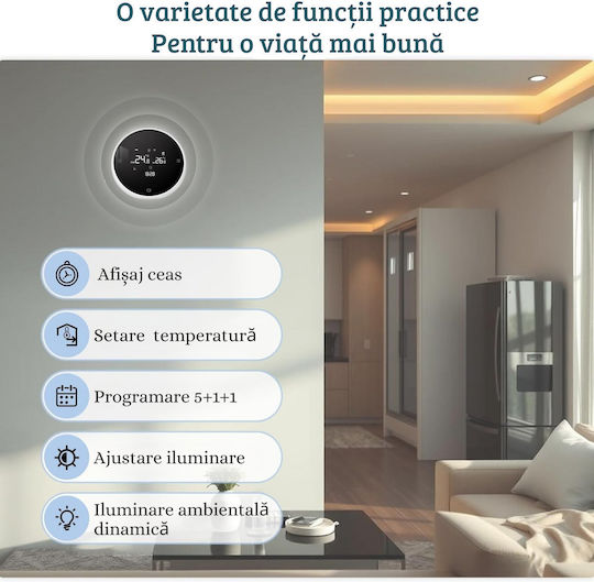 Termostat Digital de Cameră Smart cu Ecran Tactil și Wi-Fi