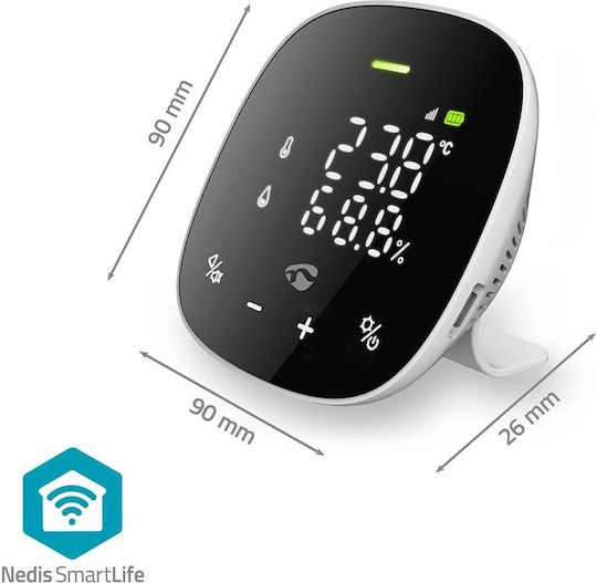 Nedis Wi-fi Air Quality Carbon Dioxide Sensor Led Display White Black