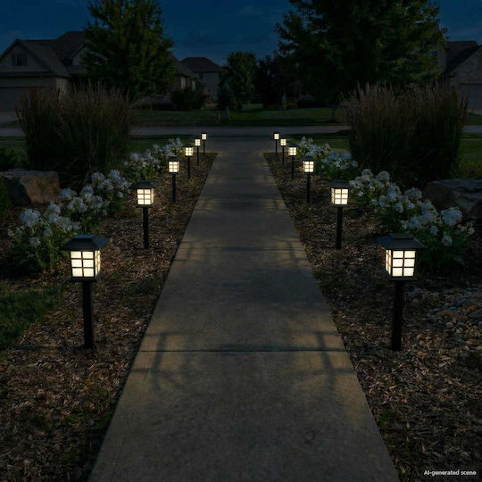 vidaXL Set 24 Spiked Solar Lights Flowers Warm White with Photocell