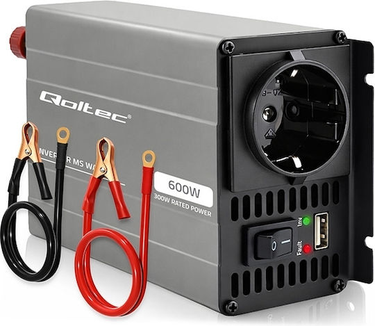 Qoltec Инвертор За Автомобил 300W За Преобразуване На 12V DC В 230V AC