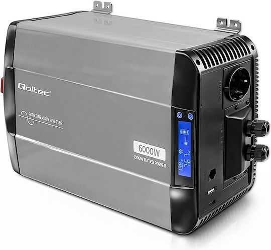 Qoltec Inverter Αυτοκινήτου Καθαρού Ημιτόνου 2000W για Μετατροπή 12V DC σε 230V AC