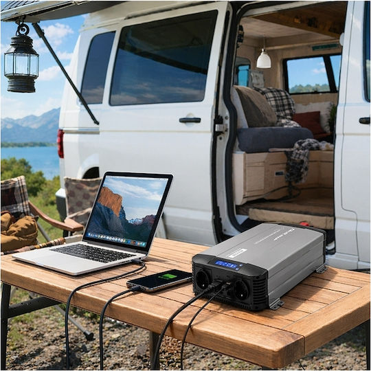Qoltec Inverter Αυτοκινήτου Καθαρού Ημιτόνου 5000W για Μετατροπή 12V DC σε 230V AC