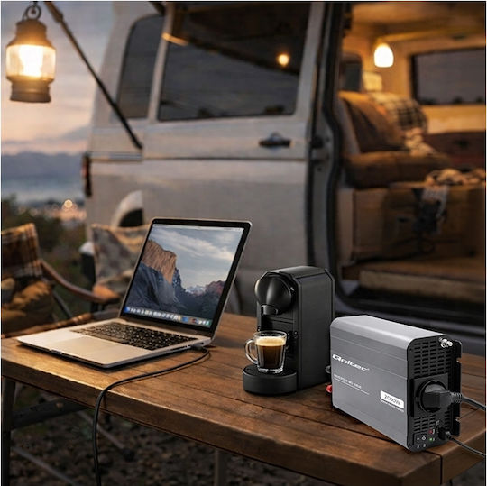 Qoltec Μετατροπέας Τάσης Ms Wave 12v 230v 1000w/2000w Usb Συμβατός Lifepo4 Gel Agm