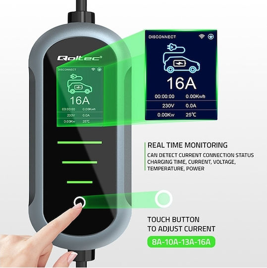 Qoltec Φορητός Σταθμός Φόρτισης 11kW με Ενσωματωμένο Καλώδιο Type 2