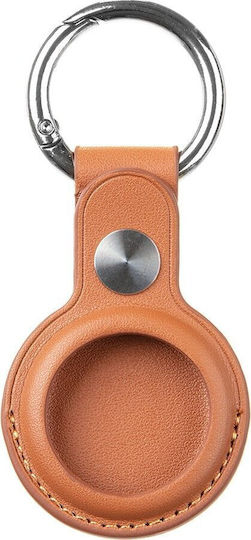 Tactical Beam Keychain Case Artifcial Leather for AirTag in Brown color