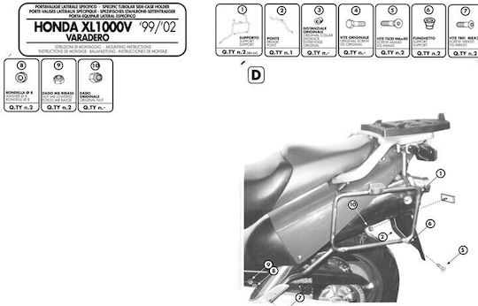 Kappa Moto Seitliche Halterungen Für Honda Varadero 99-02