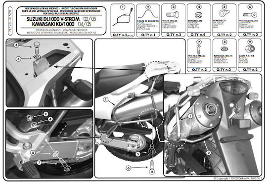 Suporturi pentru cutii laterale Kl528 Suzuki Dl1000 V-strom '02-'11/Kawasaki Klv1000 '04-'10 Kappa