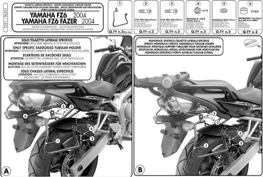 Kappa Moto Πλαϊνές Βάσεις για Yamaha FZ '04-'06