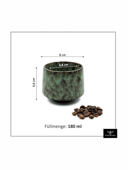 Set Cesti Cappuccino Ceramice Verzi 180ml 4 Bucăți