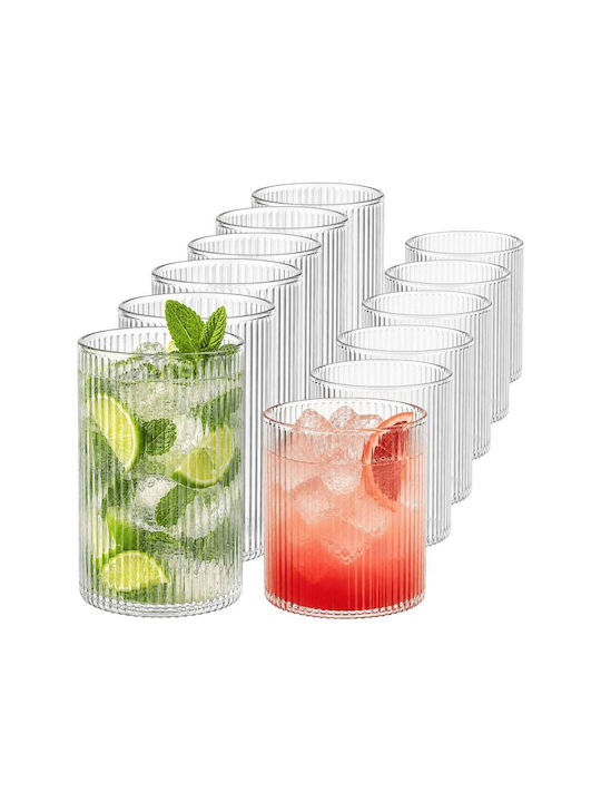 Miamio Set Pahare Pentru Apă / Cocteiluri / Cafea / Cafea Grecească Freddo Din Sticlă 280ml 12 Bucăți