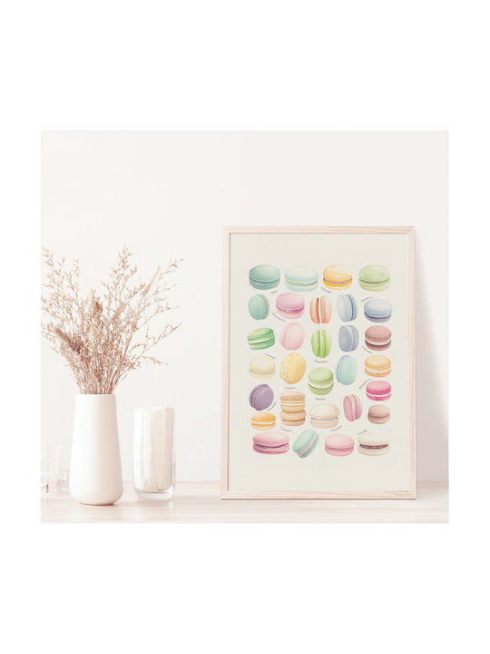 Decorative Kitchen Poster Contemporary Modern Art Macarons Design Glossy Photo Paper Print Unframed A4 21 X 30 Cm