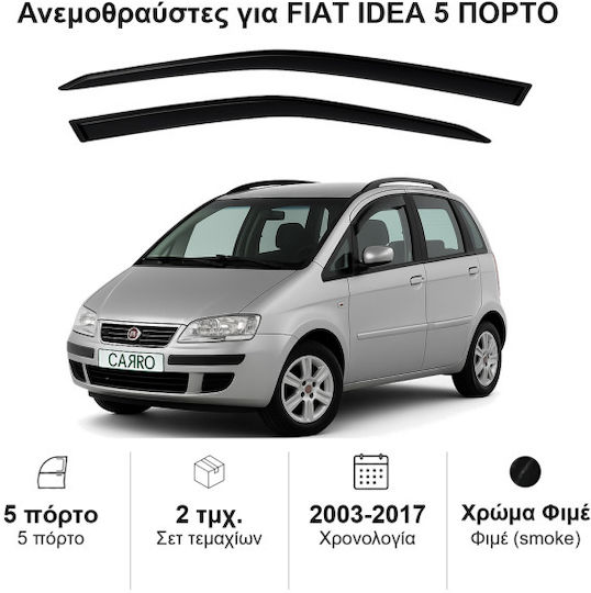 Heko Σετ Ανεμοθραύστες Αυτοκινήτου Μπροστινοί Σκούρο Φιμέ για Fiat Idea 2τμχ