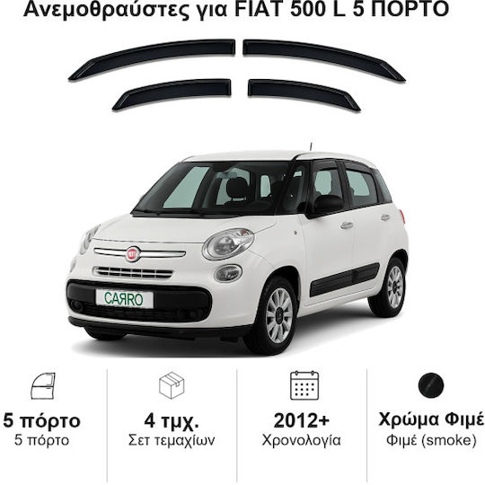 Heko Set of Windbreakers Front and Rear Car Dark Fime for Fiat 500L 4pcs