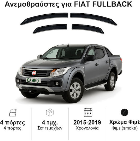 Heko Σετ Ανεμοθραύστες Αυτοκινήτου Μπροστινοί και Πίσω Σκούρο Φιμέ για Fiat Fullback 4τμχ