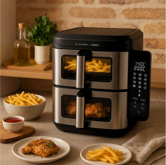Livoo Marmiton Air Fryer με Διπλό Αποσπώμενο Κάδο 11lt Κόκκινο