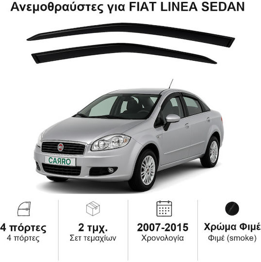 Heko Set of Windbreakers Front Car Dark Fime for Fiat Linea 2pcs
