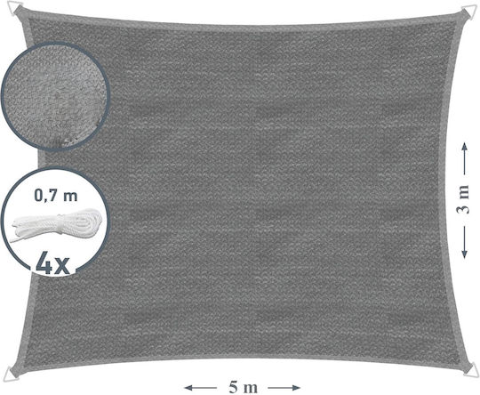Rechteckiges Netz / Schattengewebe Grau 3x5m 160gr/m²