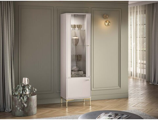Cirnoli 105 Floor Display Cabinet Made of Wood & Metal with Window and Lighting