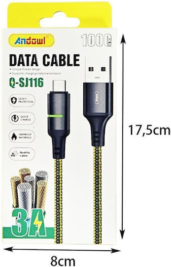 Andowl Cable USB-C male - USB-A 1m Q-SJ116