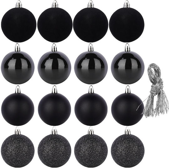 Set 16 Schwarze Kugel Ornament