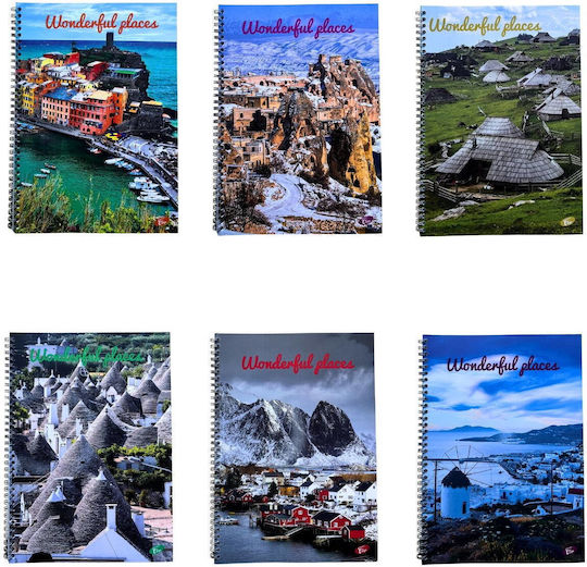 Caiete scolare import Caiet Școlar Spirală Cu Dungi A4 70 Foi De Hârtie (Diverse Modele)