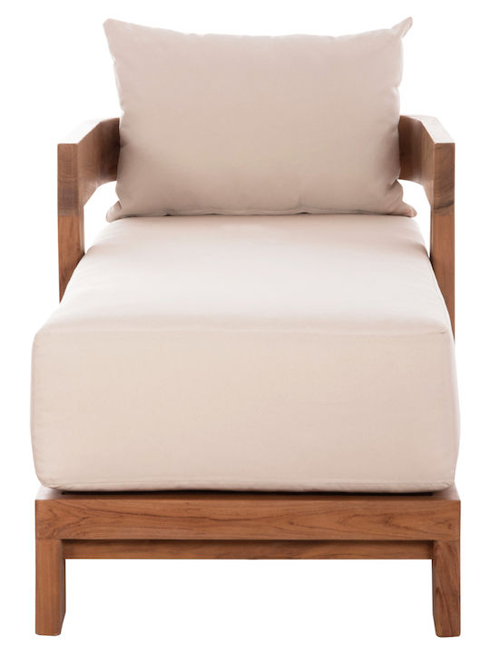 Hölzene Garten- und Pool-Liegestuhl Kioto mit Beige Kissen 165x70x64cm