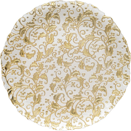 Easylife Gold Christmas Glass Plate 33cm (Miscellaneous Designs/Colors)