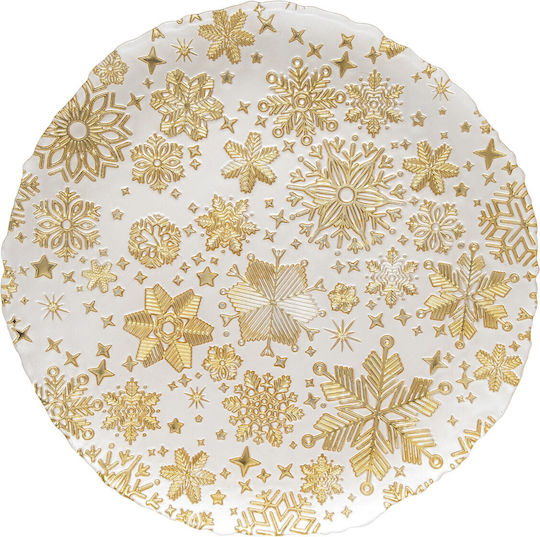 Easylife Gold Christmas Glass Plate 33cm (Miscellaneous Designs/Colors)