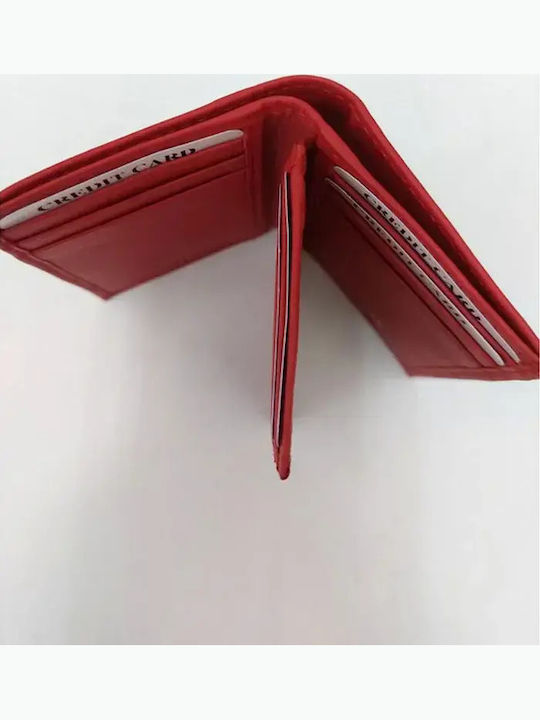 Leather Men's Card Wallet Red