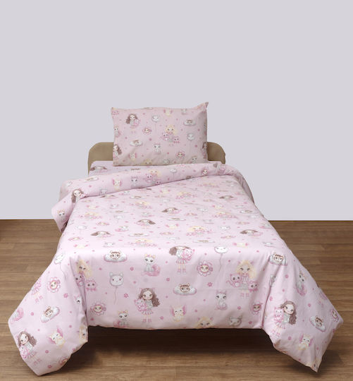 Viopros Coverlet Set Single Pink 160x240cm 2 Pieces