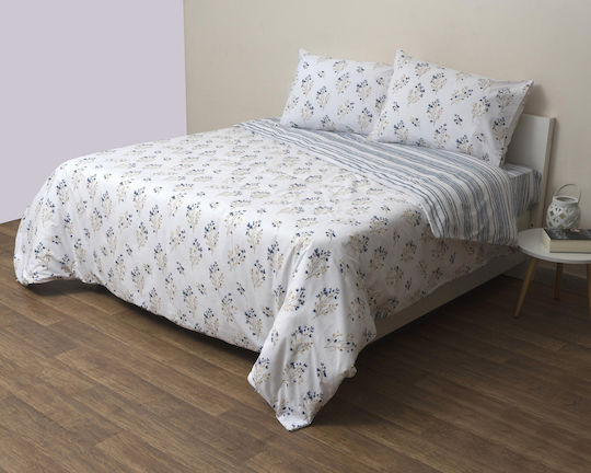 Viopros Βερονίκη Σετ Ημίδιπλο White-blue 180x240cm 2τμχ Viopros Βερονίκη Σετ Ημίδιπλο White-blue 180x240cm 2τμχ