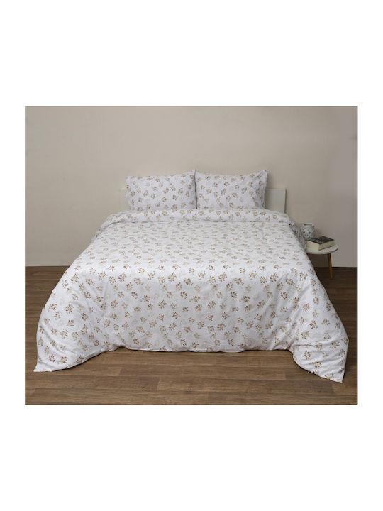 Viopros Viopros Tagesdecken Set Halbdoppel Baumwolle Weiß-Beige 180x240cm 2 Stück