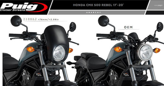 Puig Anarchy Полуобтекател Honda Cmx 500 Бунтовник 19 Черен Матиран