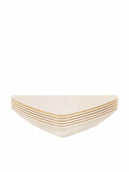 Vilde Sandy Beige Plastic Deep Plate with Diameter 17.5cm 6 Pieces