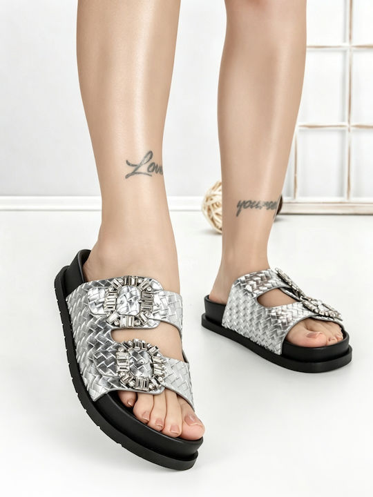 Γυναικεία Σανδάλια Flatforms Ασημί